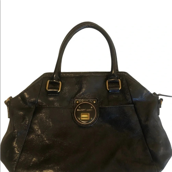 Vintage Y2k Elliott Lucca black leather crossbody handbag purse Fall Classic - Picture 6 of 9